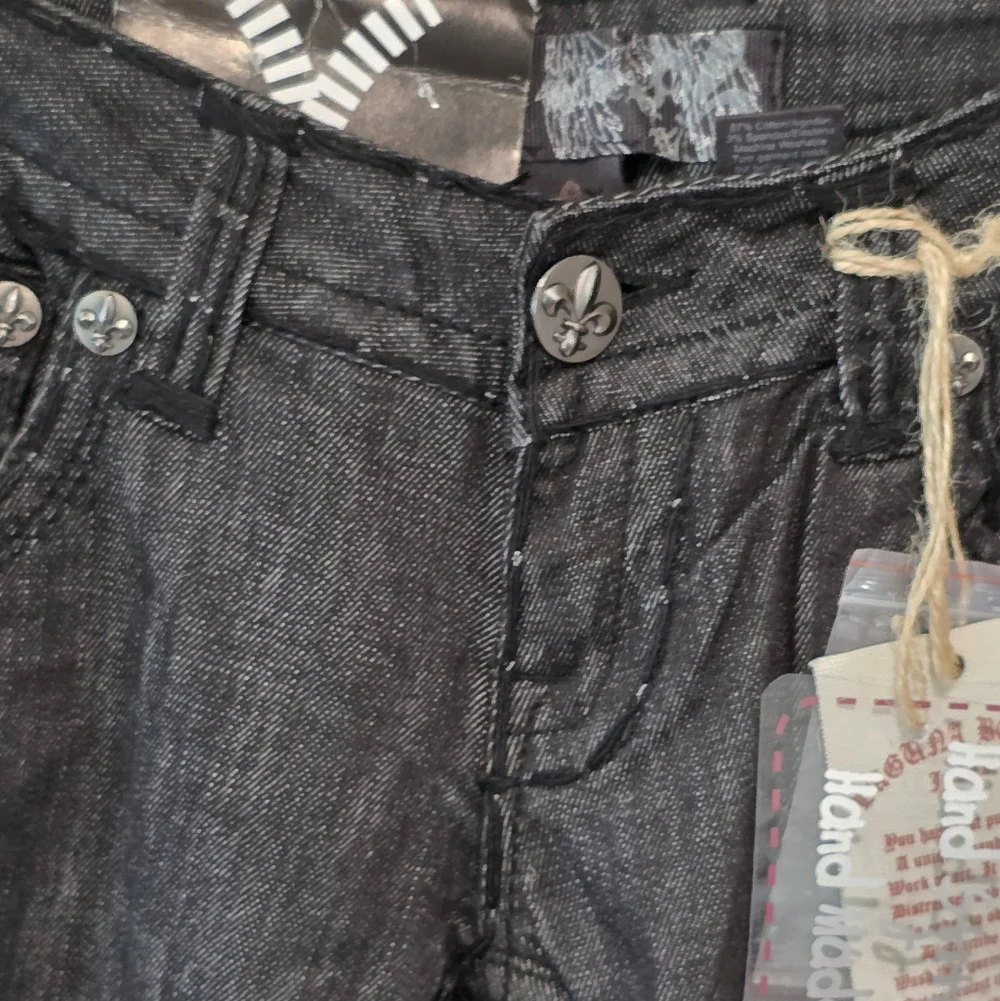 Laguna Beach‎ Vault Black Straight Leg Jeans Fleur De Lis Embellished Y2K NWT